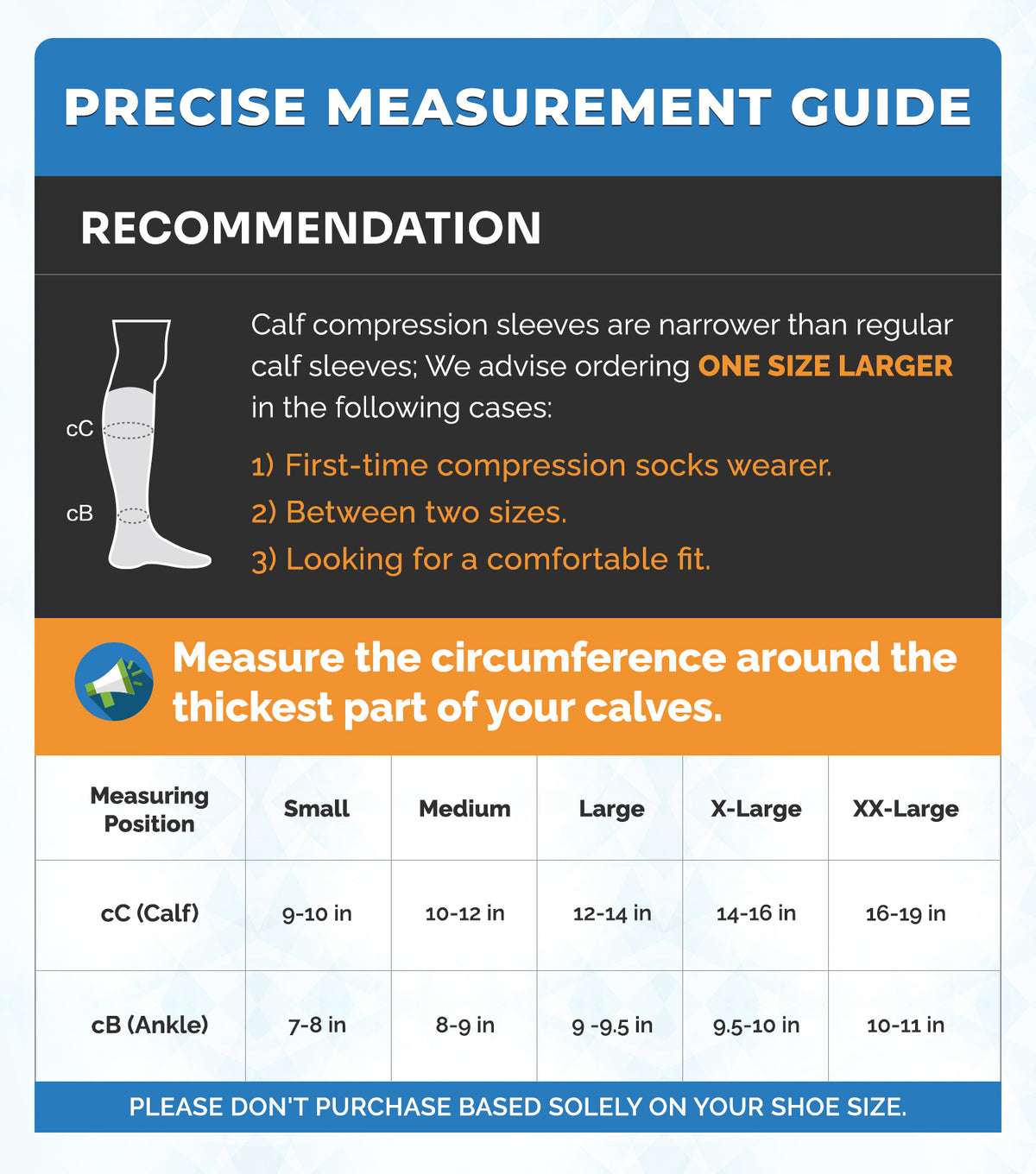 Calf Compression Sleeves Size Chart