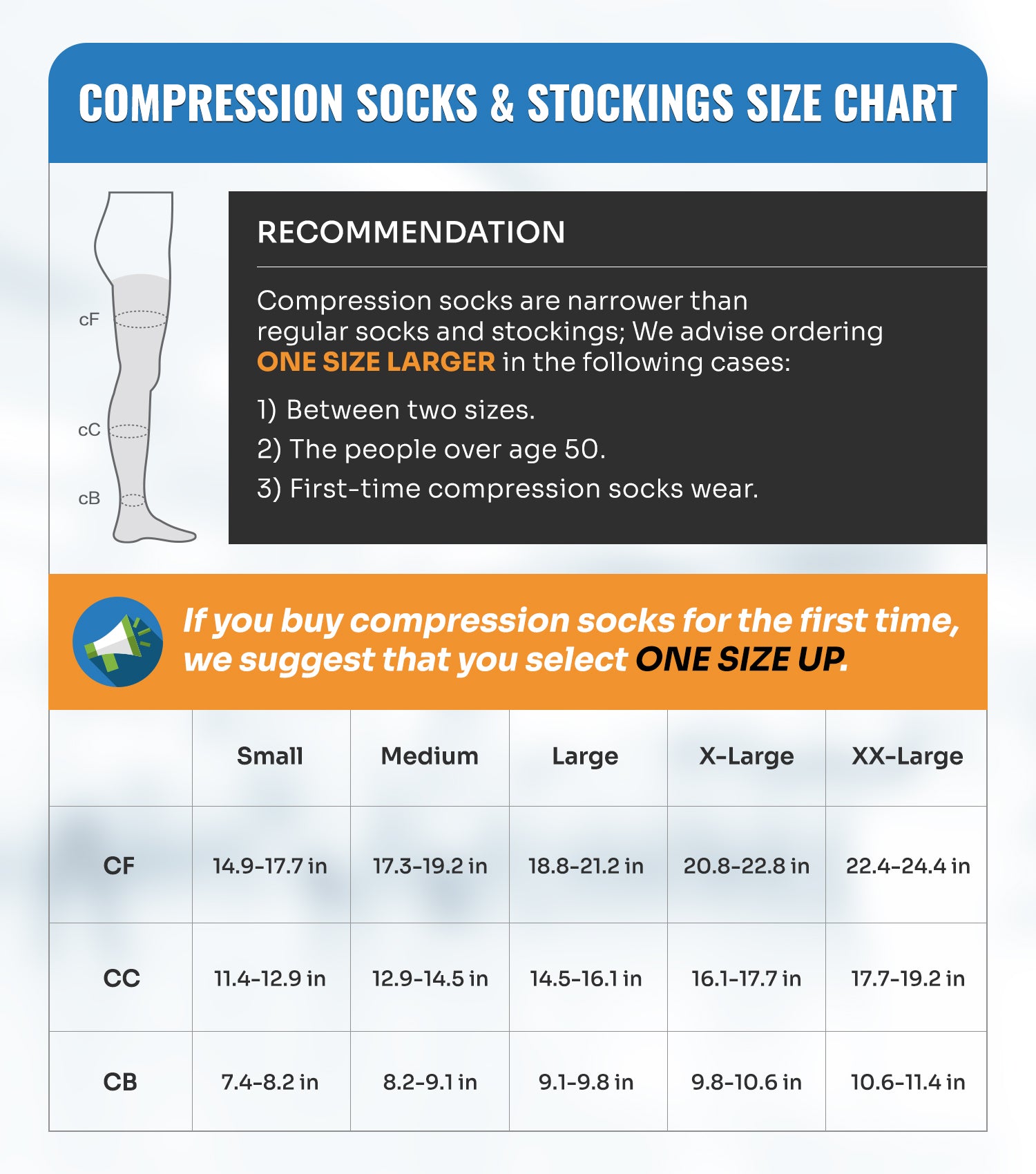 Compression Socks Size Chart
