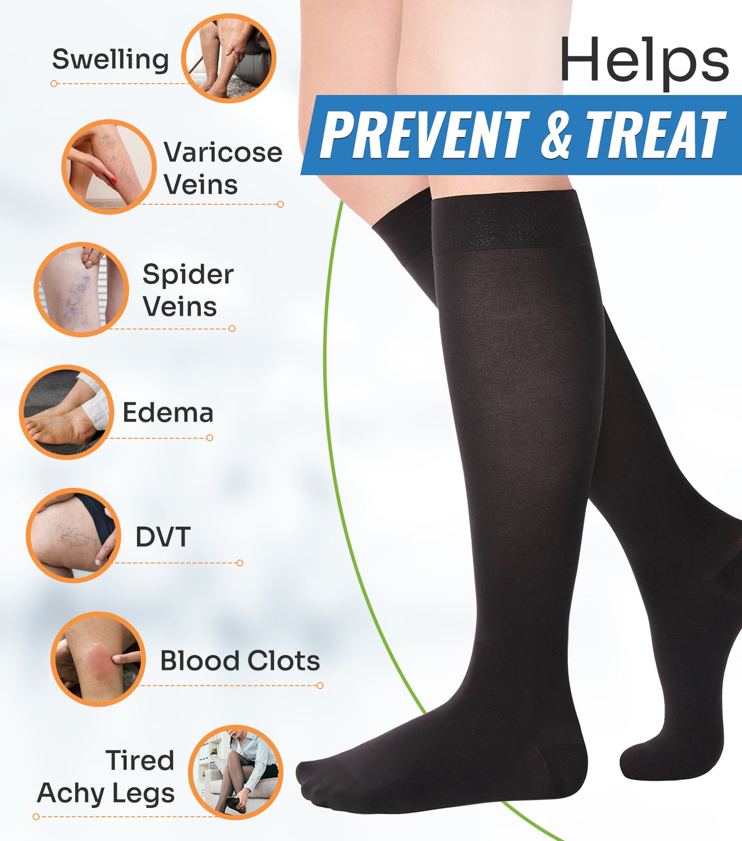 15 20 mmhg knee high compression socks