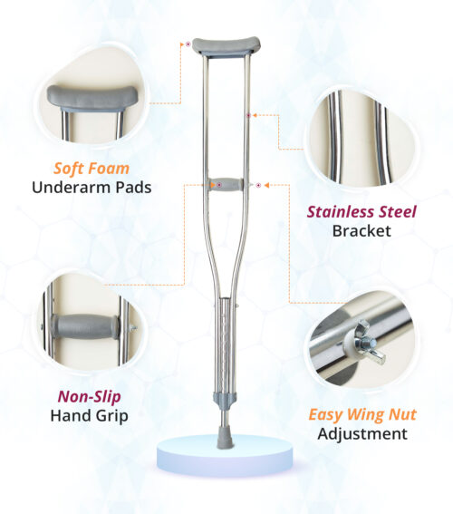 SNUG360™ Stainless Steel Underarm Walking Crutches