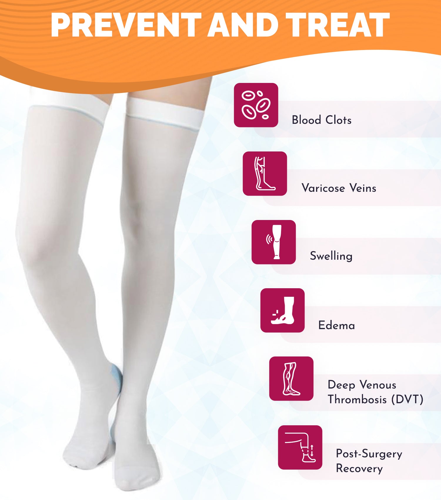 SNUG360™ Anti Embolism Compression Stockings - Thigh High