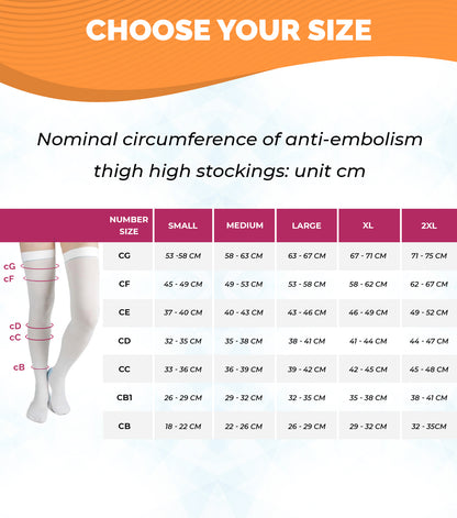 ted dvt stockings size chart