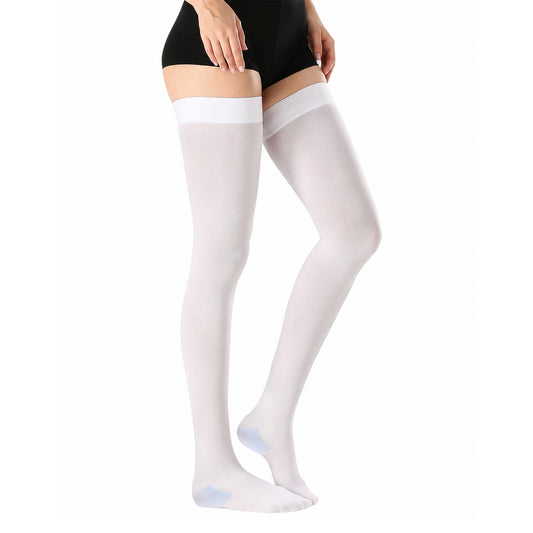 Anti-Embolism Stockings Thigh High, 15-20 mmHg, White