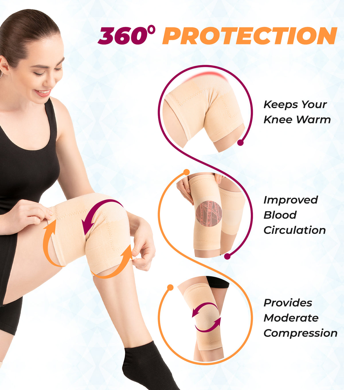 Wool Knee Warmer Sleeves Beige