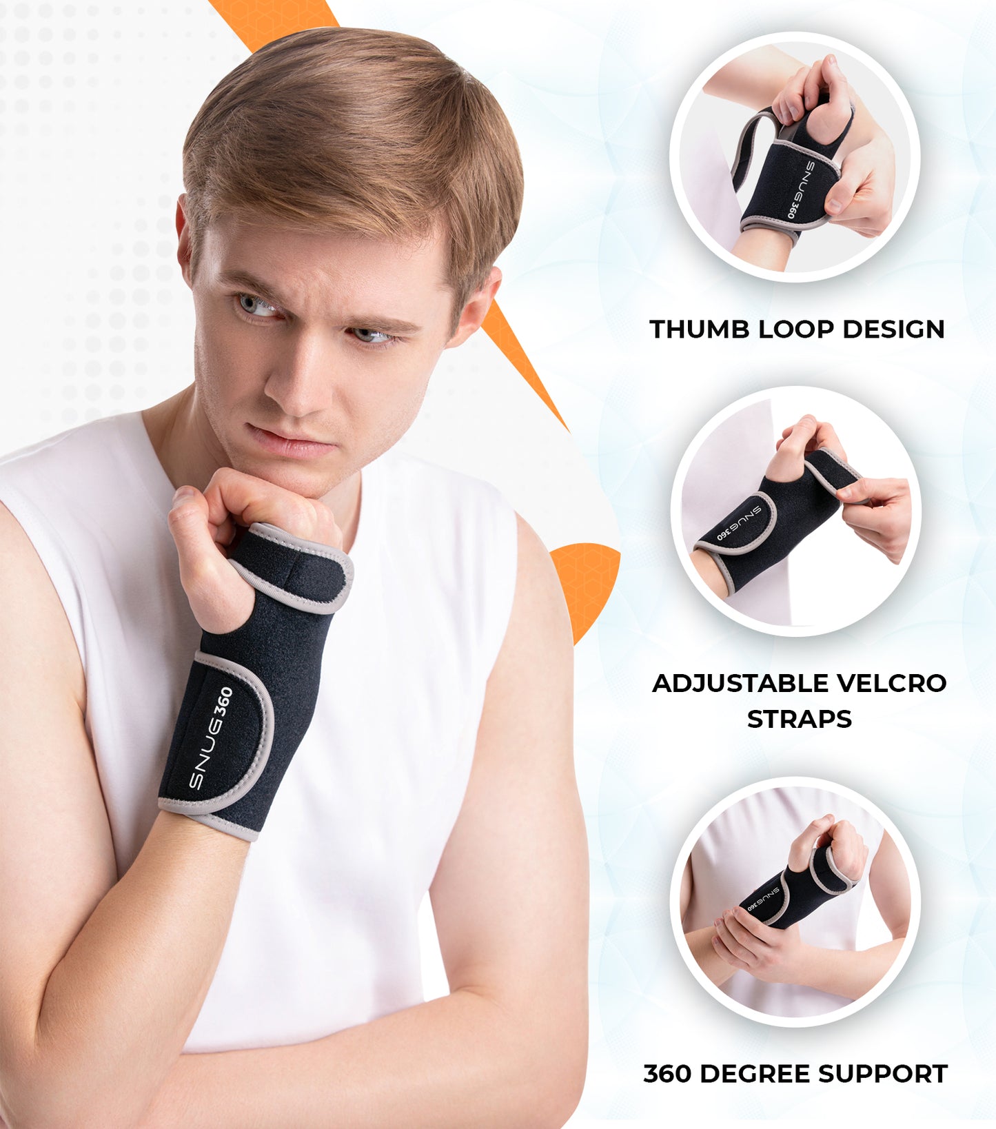 SNUG360™ Wrist Brace W/ Removable Aluminum Splint