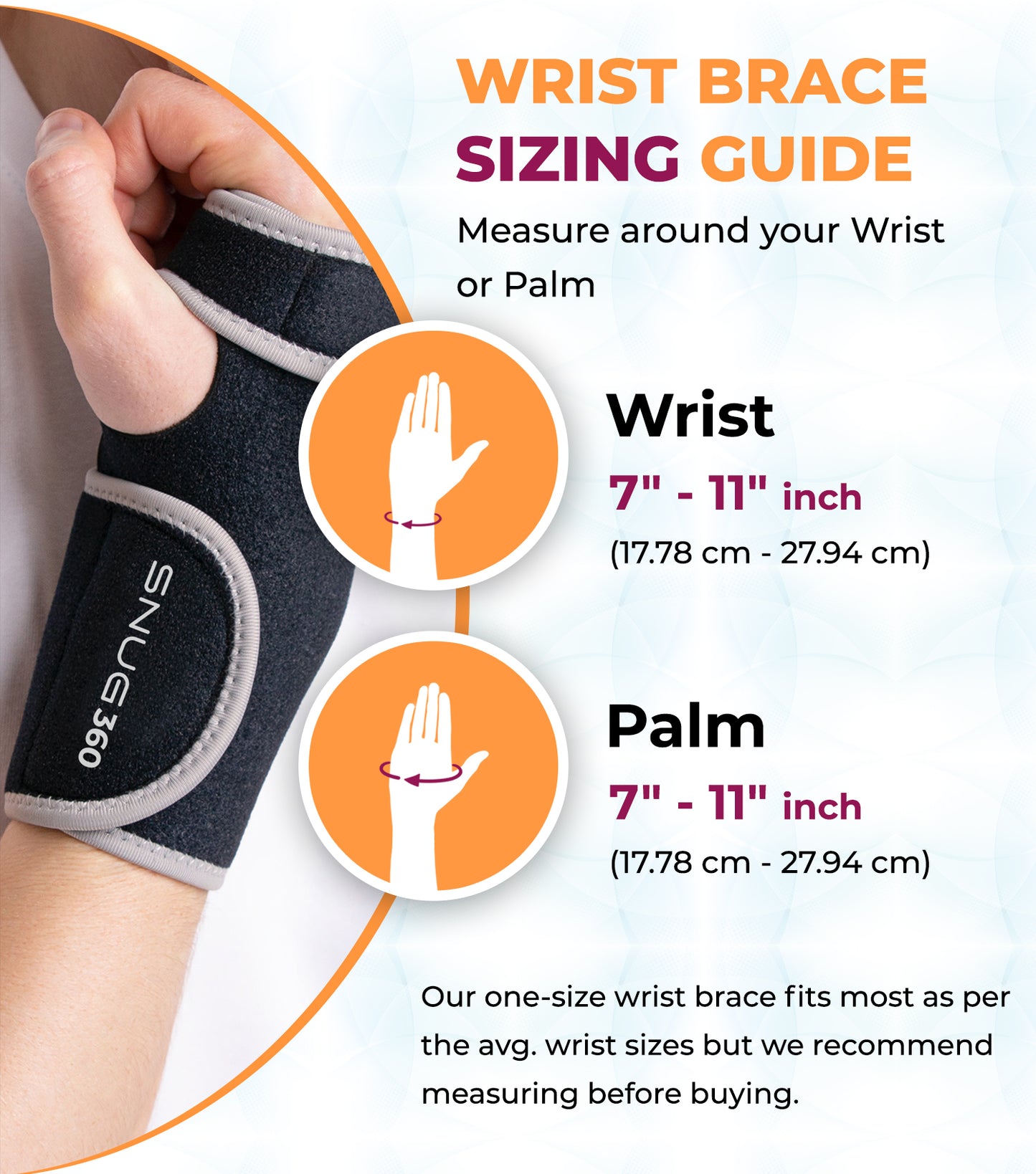 SNUG360™ Wrist Brace W/ Removable Aluminum Splint