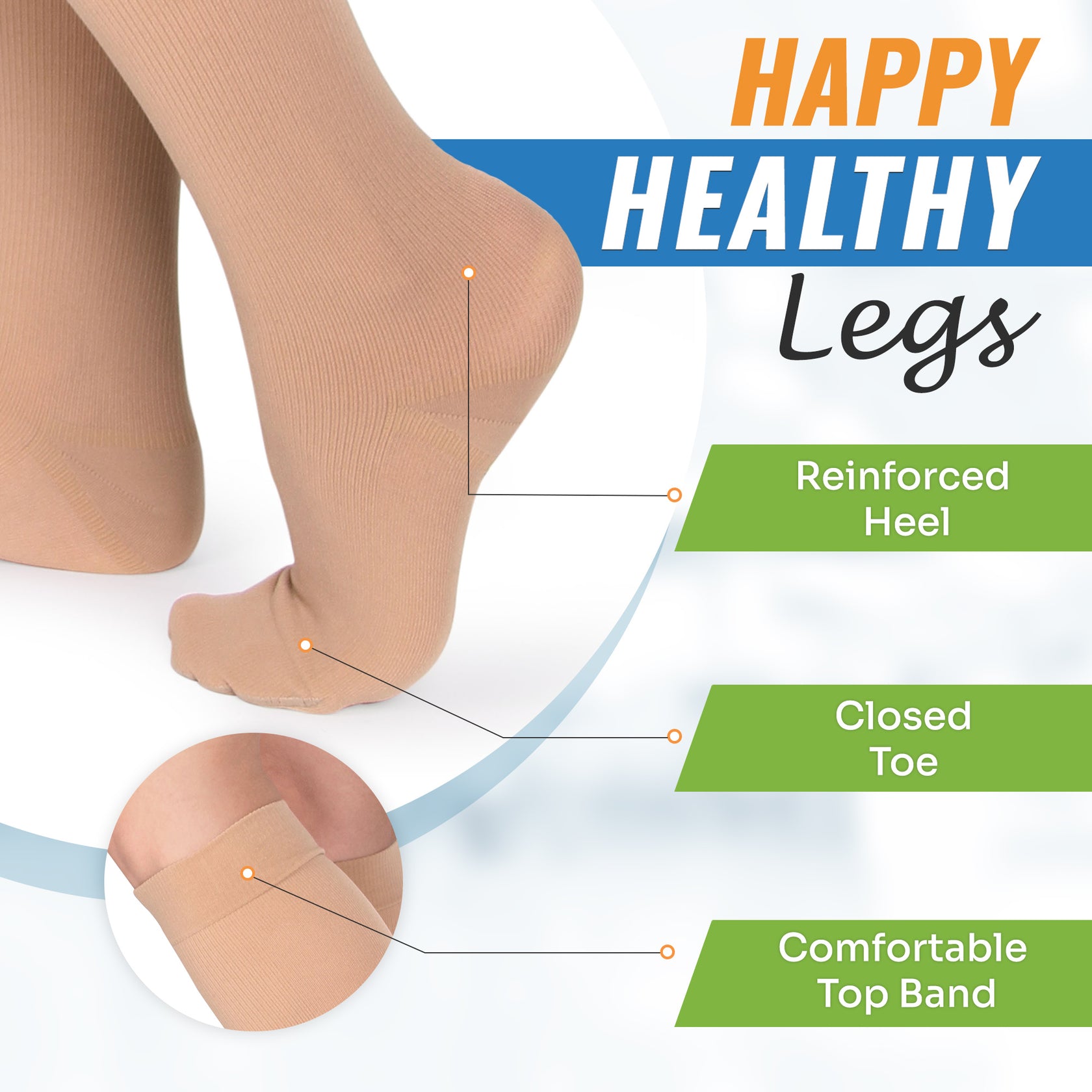 Knee High 20-30 mmHg Compression Socks, Closed Toe – SNUG360