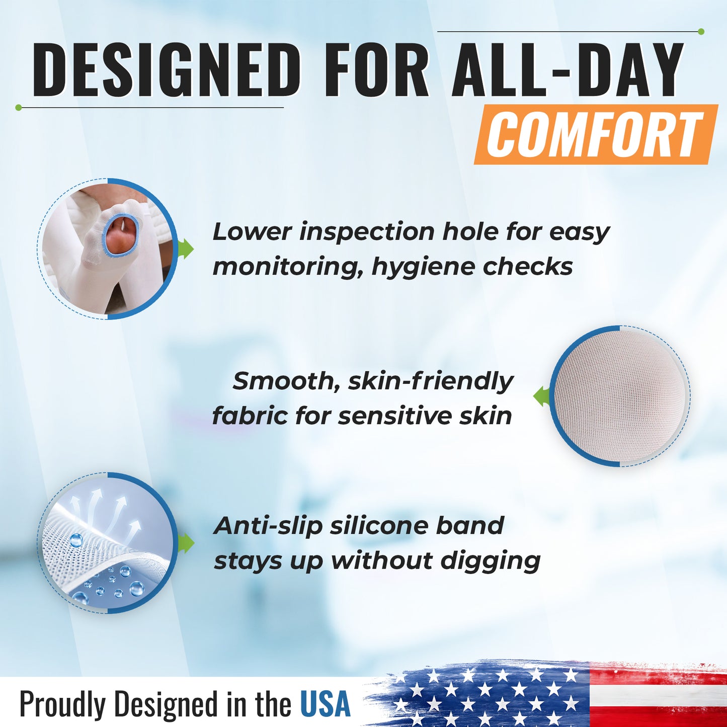 Anti-Embolism Compression Socks Knee High, SNUG360® TED Socks, White